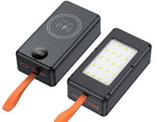 Корпус повербанка на 12 акумуляторів 21700 без пайки, 22.5W + 15W, з бездротовою зарядкою та LED-ліхтарем 312468 фото